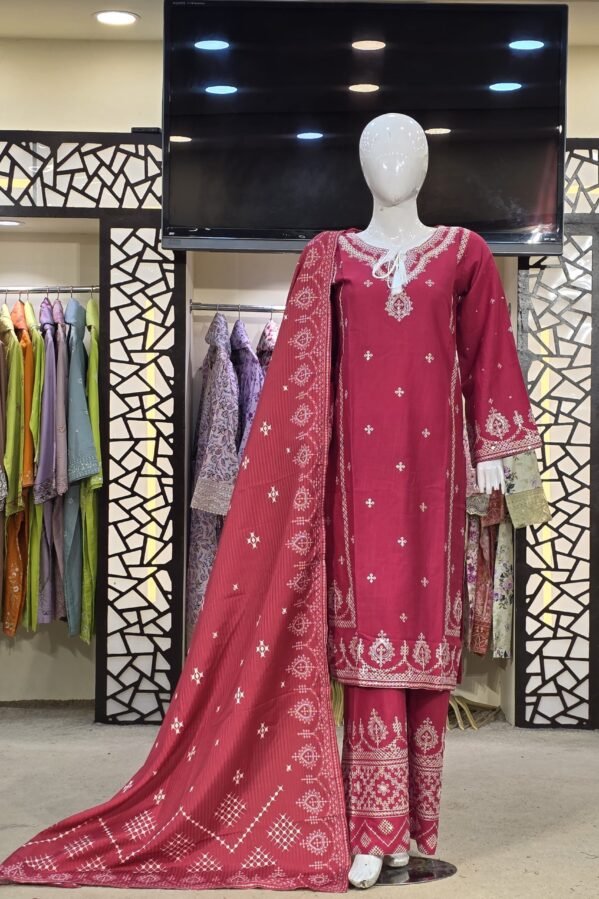 Embroidered Khaddar 3-Piece Suit – Winter Collection 1
