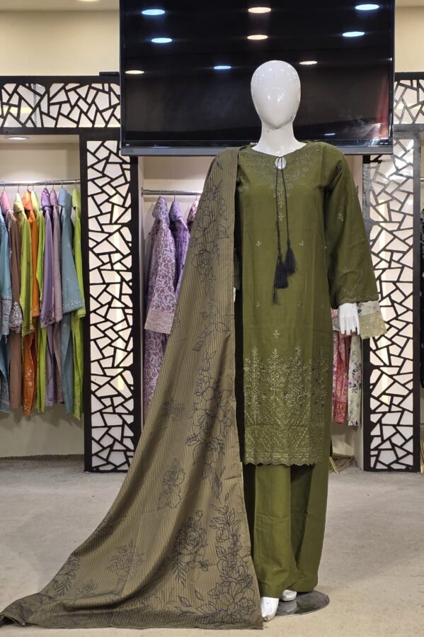 Embroidered Khaddar 3-Piece Suit – Winter Collection 8